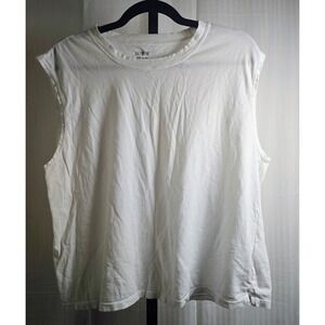 J. Crew Women's‎ XL Muscle Tank Top White  Cropped Sleeveless Made in USA Rock